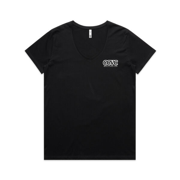 CCVC White on Black - AS Colour Womens Maple V Neck Tee Thumbnail