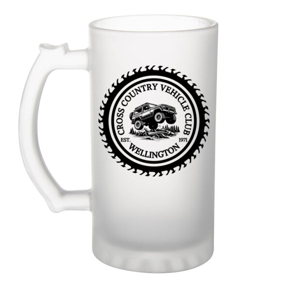 CCVC - Black Print - Frosted Glass Beer Mug Thumbnail