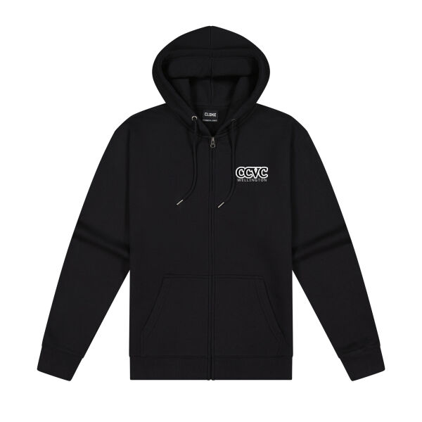CCVC White on Black - Cloke Mens Campfire Zip Hoodie V2 Thumbnail