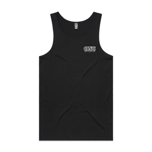 CCVC White on Black - AS Colour Mens Lowdown Singlet Thumbnail