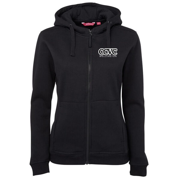 CCVC White on Black - JB's Ladies Full Zip Fleecy Hoodie Thumbnail